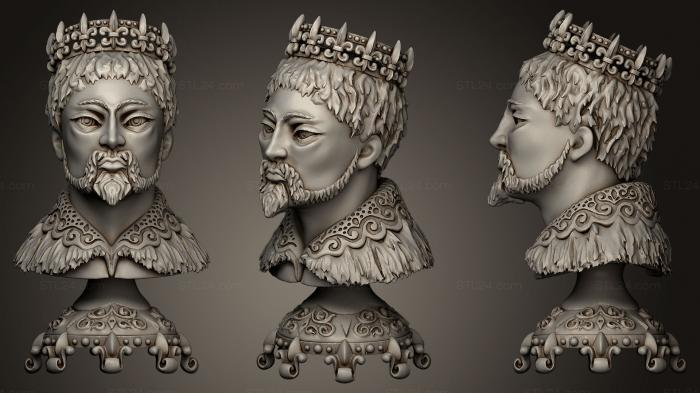 Бюсты монстры и герои (Шахматный король, BUSTH_0460) 3D модель для ЧПУ станка